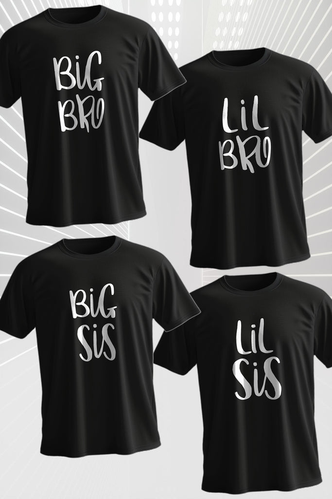 Sibling Matching T-Shirts Set | Black | 100% Cotton