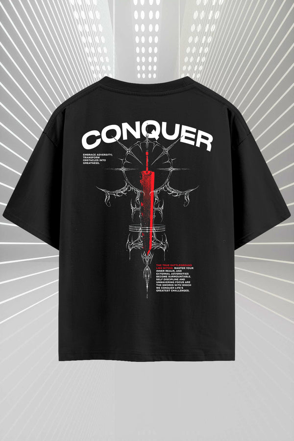 CONQUER Oversized T‑Shirt – Sword Graphic