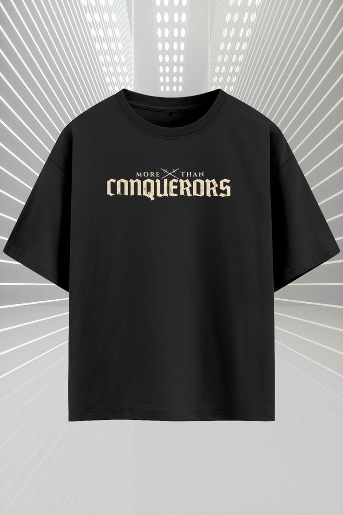 More Than Conquerors Oversized Black T-Shirt – Roman Statue Streetwear | Vini Vidi Vici